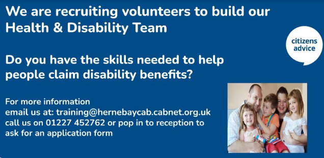 Health and disability team volunteers needed